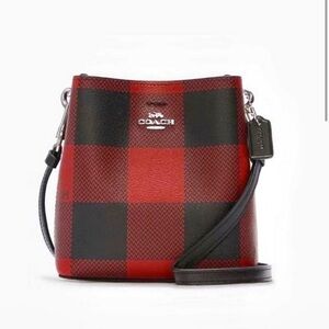 Coach Red and Black Checkered Crossbody Bag